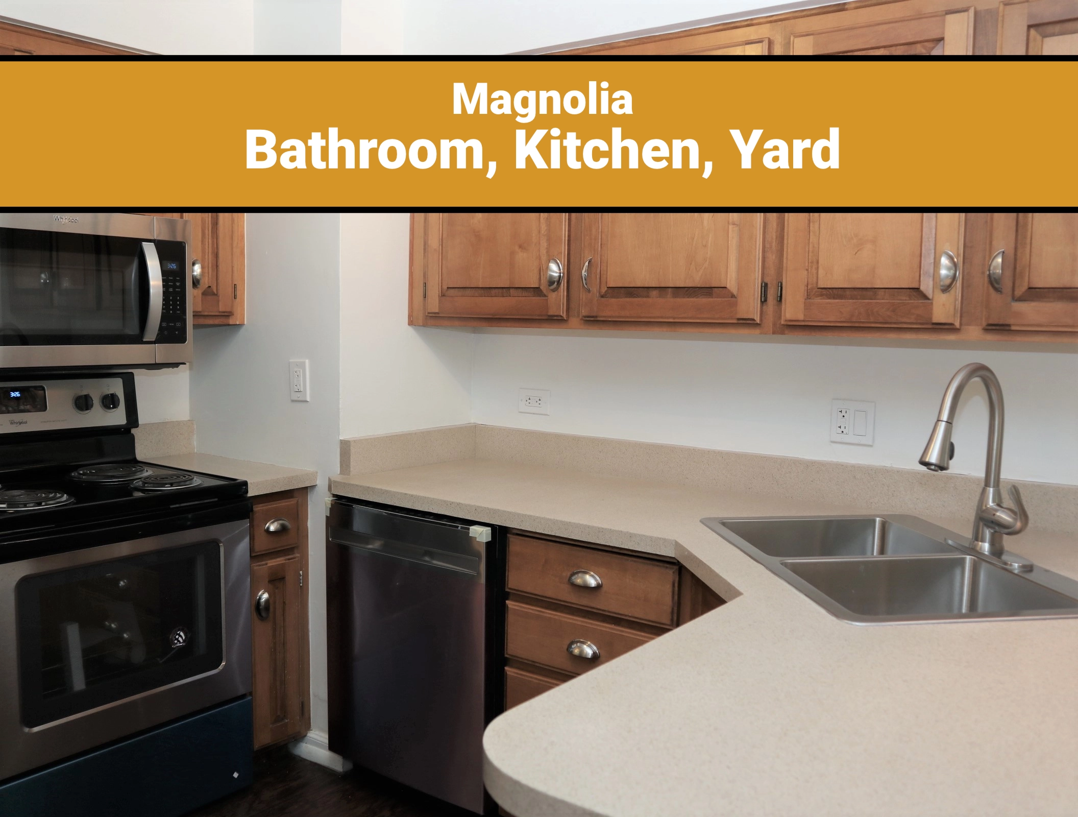 Magnolia Renovation Bathroom, Kitchen, yard