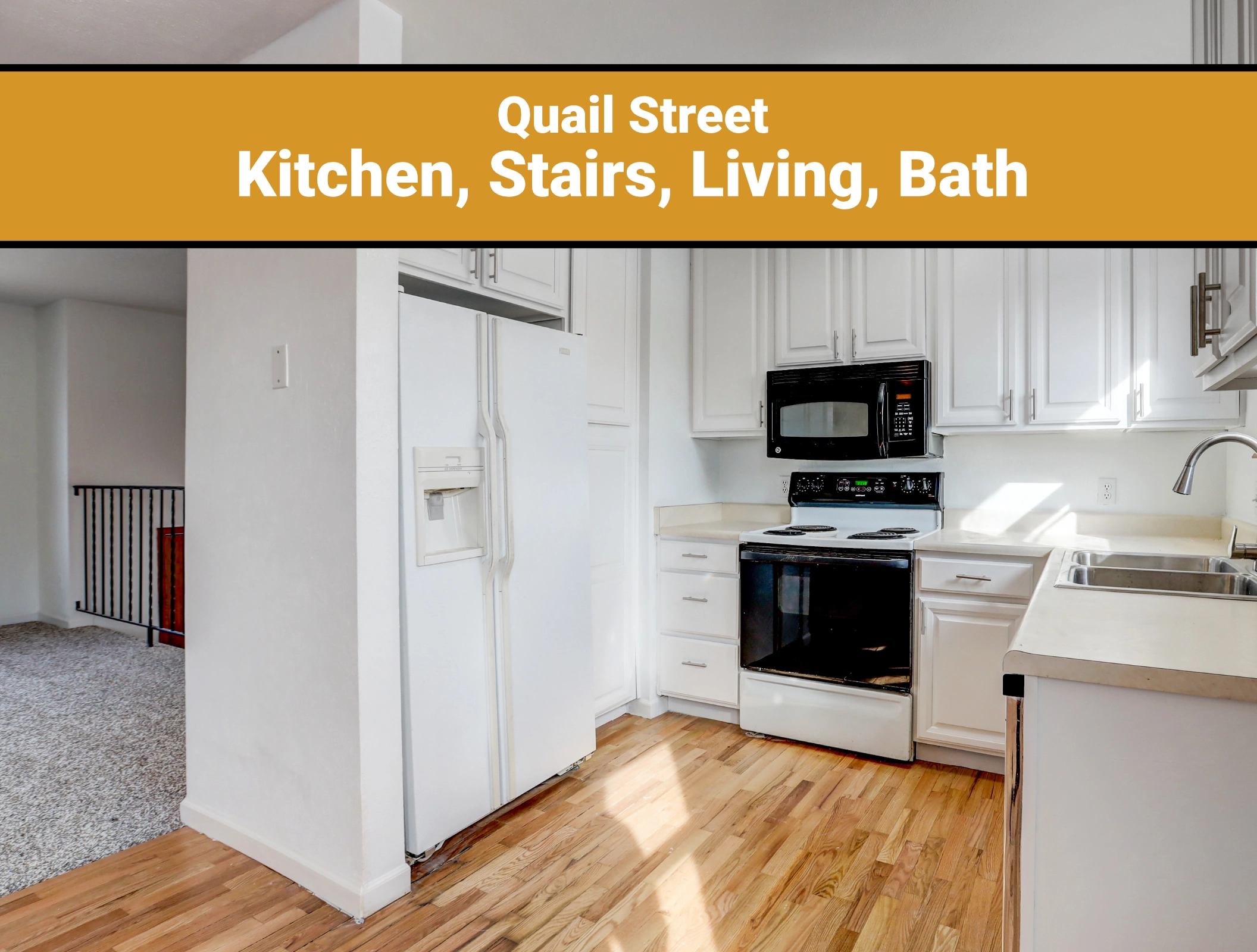 Quail renovation included kitchen, stairs, living room and bath